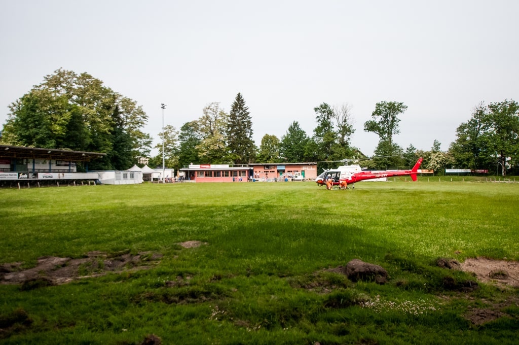 22.05.2020; Langenthal;  News; Demontage Flutlichtanlage;  (André Grossenbacher/FC Langenthal Official)