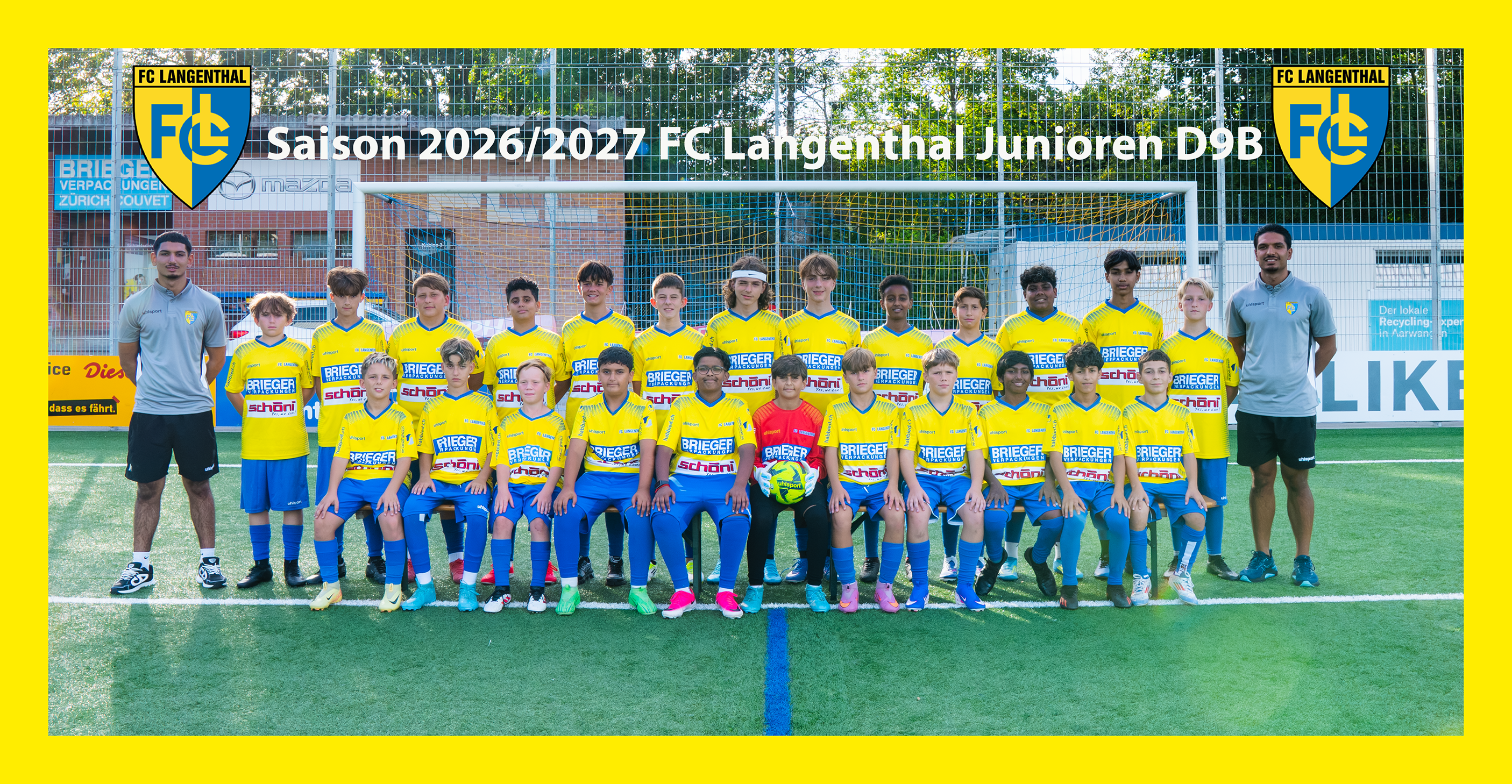 Mannschaftsfoto der Junioren D9B des FC Langenthal